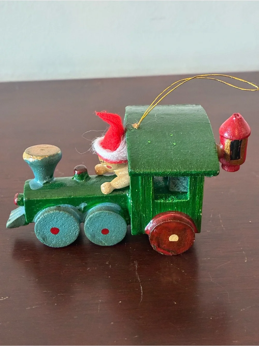 Vintage Russ Berrie Wooden Christmas Train Ornament, Made in Taiwan